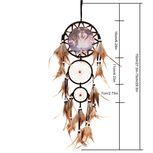 Dreamcatcher indiano vintage 75 cm piume naturali 1