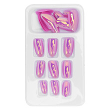 24Pcs False Nails Coffin Long Fake Glitter French Ballerina Artificial Tips for Women Nail Salons DIY Nail Art 12 SizesLG07