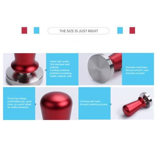 Pressino per caffè rosso da 58 mm - Altezza 100 mm - Alluminio 2