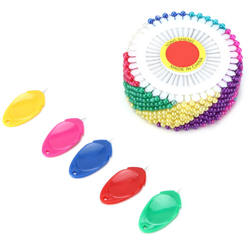 Spilli da cucire in plastica/acciaio 1 set infilatore: rosso