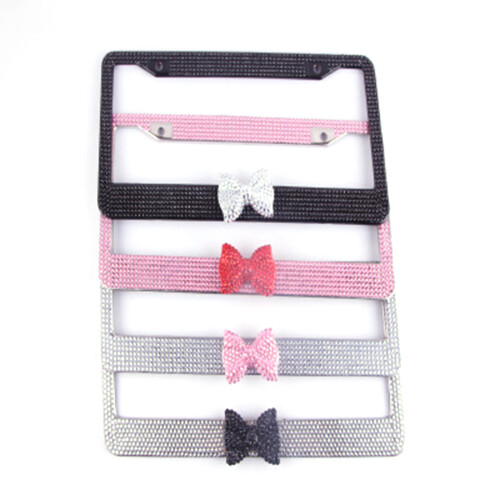 Cornice per targa con strass 310x160 bianco/nero 2