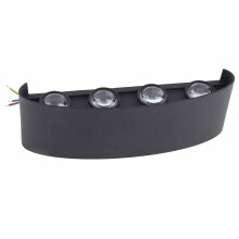 Lampada LED da parete 8W IP65 22x8x4,5 cm nera bianco caldo