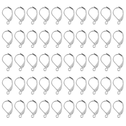50 pièces de crochets d'oreille à fermoir levier en laiton, couleur 1