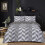 (Zigzag Grey, Double) 4PCs Complete Bedding Set Duvet Cover Fitted Sheet 1