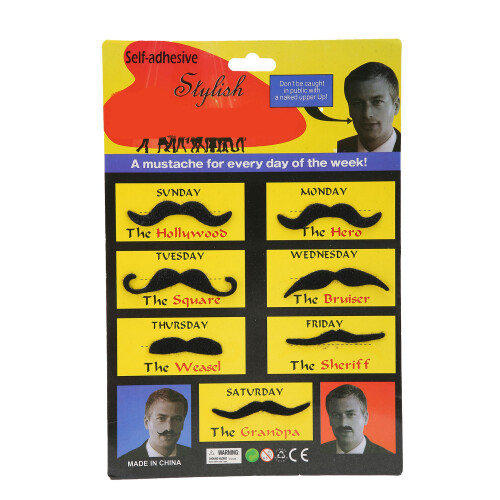 7 Stück Fauxbart Set für Halloween Schwarz Cosplay, doppelseitiger Kleber 1