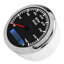 Tachimetro a puntatore per barca da 85 mm, nero, 9-32VDC, IP67
