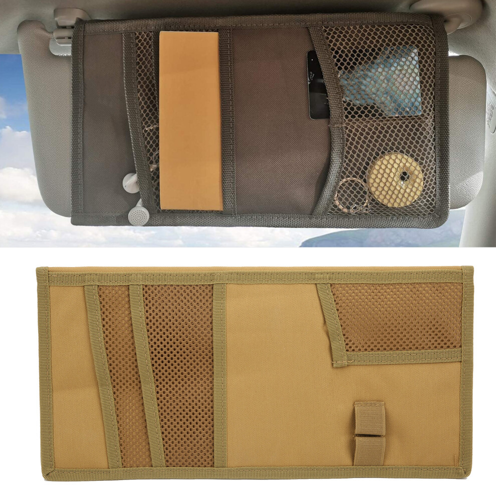 Auto Sun Visor Storage Bag Highcapacity Oxford Cloth For Cars Trucks Suvs Pickups(Khaki ) 8701322366233