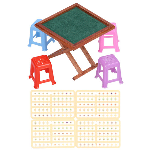 1:12 Tavolo e sedia da Mahjong per casa delle bambole, 8,58,56,5 cm 1