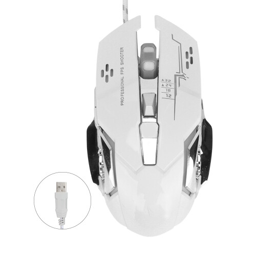 Mouse cablato grande X7 con 3200 DPI e 6 pulsanti - bianco 1