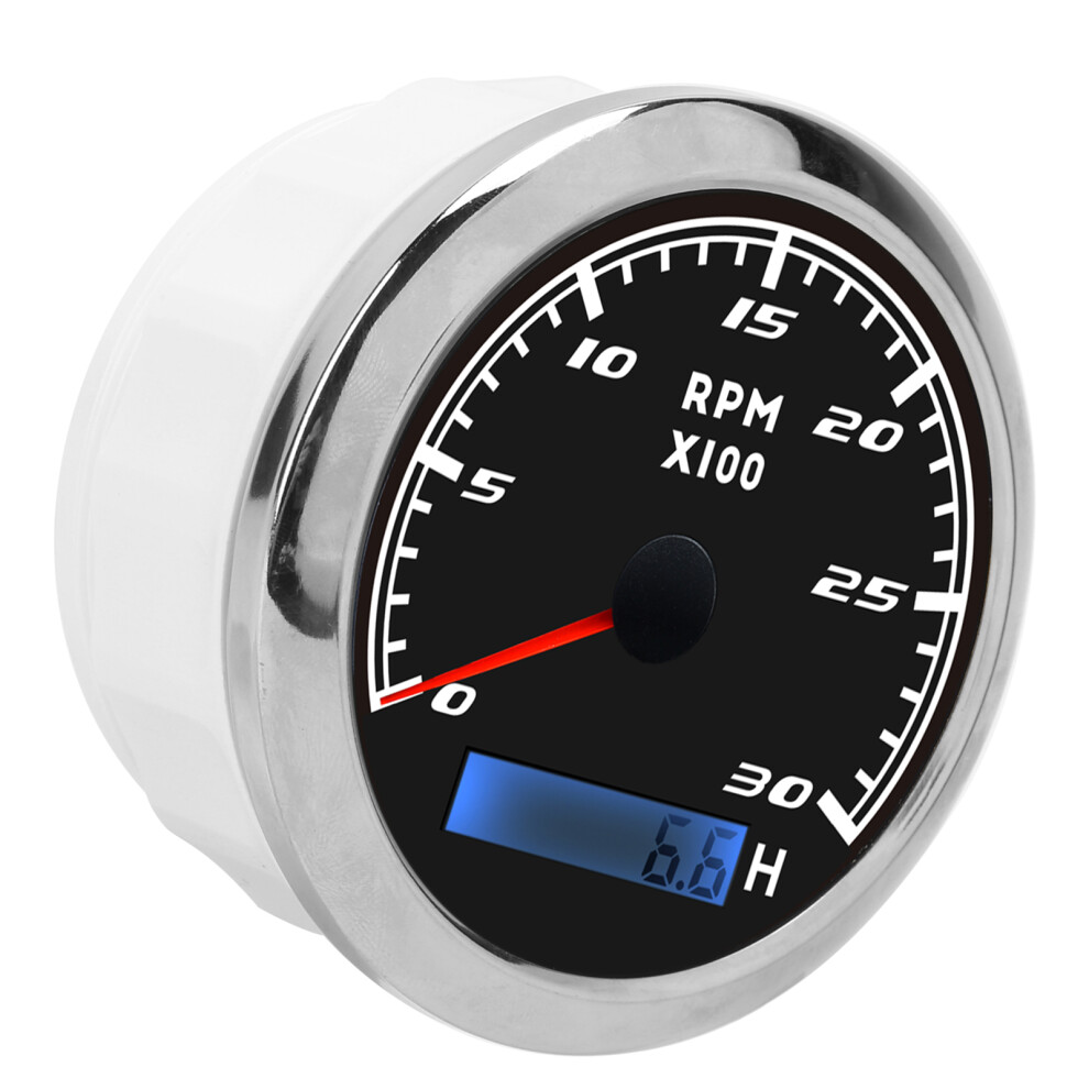 85Mm Pointer Tachometer Rpm Tacho Gauge Ip67 Stainless Steel Universal For Car Boat Marineblack 6901322366291