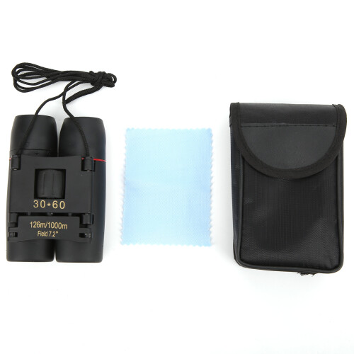 Binocolo pieghevole portatile con zoom 30x60, nero, 8x 1