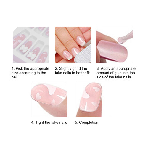 24 pièces, kit d’ongles amovible, 12 tailles, multicolore 2