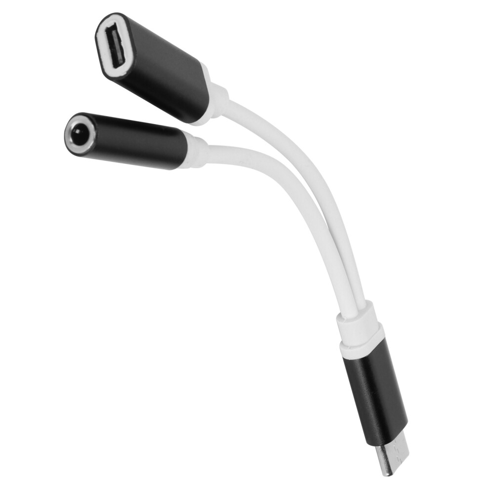 2 In1 Typec To 3.5Mm Aux Audio Charging Cable Adapter Headphone Splitter Connector( ) Black 9431322371225
