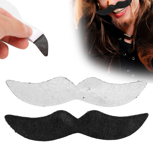 Halloween moustache noire factice taille barbe adhésive