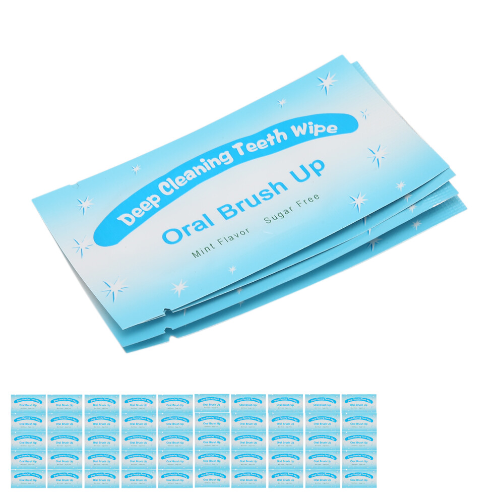 50pcs Disposable Finger Teeth Wipes Travel Portable Cleaning Dirt Removal Dental Wipes