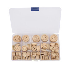 140 pièces de boutons en bois DIY 2,5/2,0/1,5 cm 3 tailles boîte