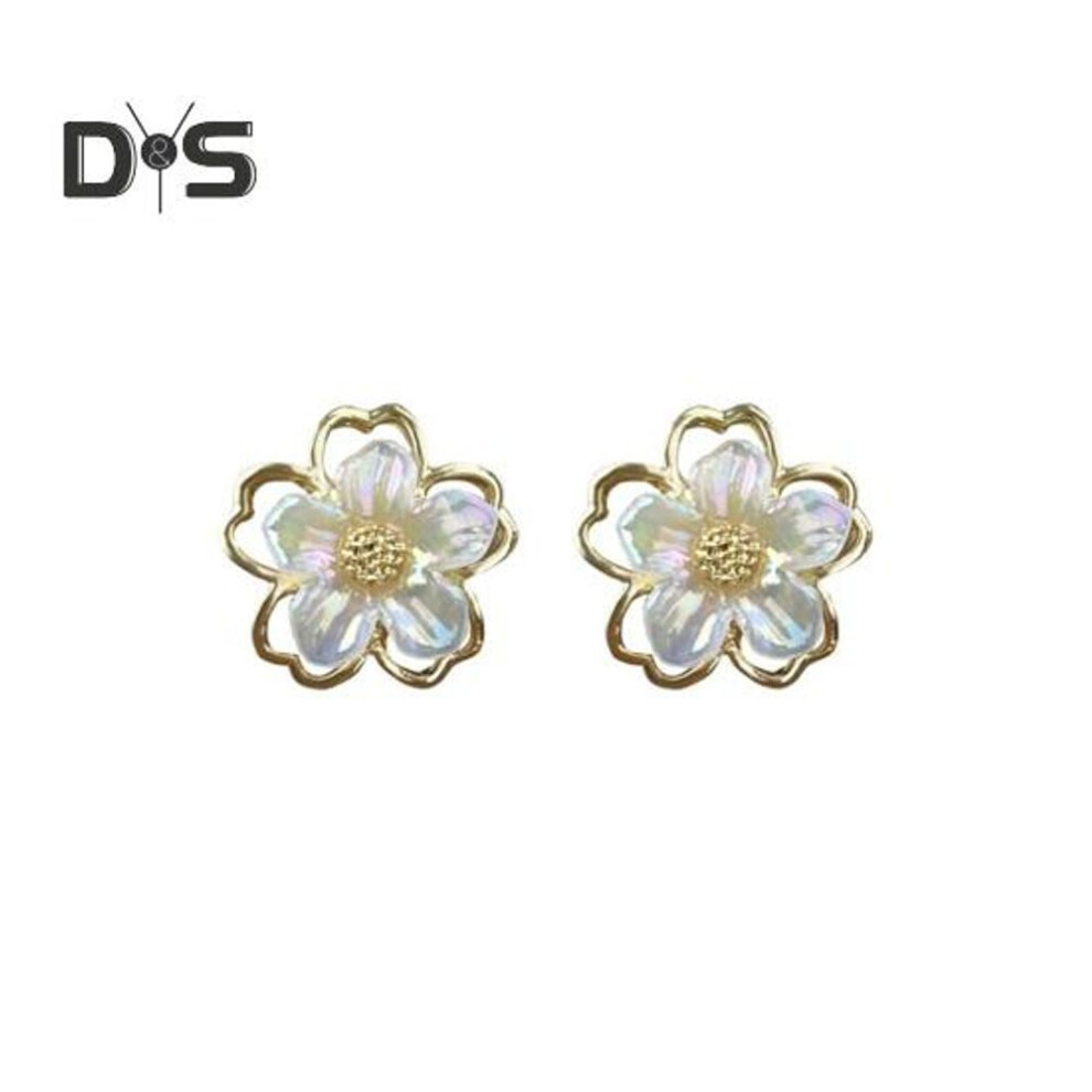1 Pair Women Elegant Stud Earrings Flower Shape Acrylic Ear Studs Metal Earrings Jewelry Accessories Gift