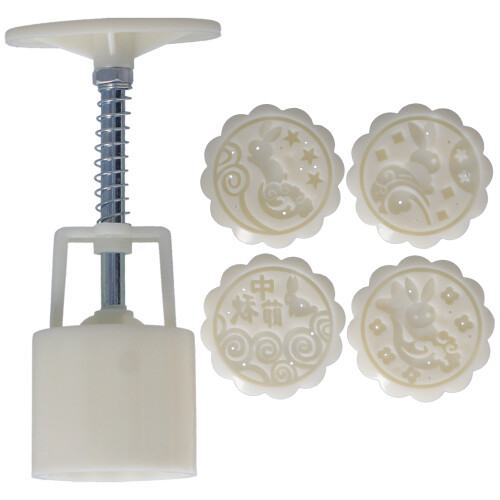 Stampo per mooncake da 50 g, 144,45 cm, 4 timbri - conigli 1