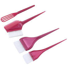 Ensemble de pinceaux pour coloration des cheveux en ABS rouge bordeaux avec sac de rangement