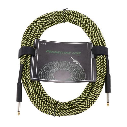 Câble guitare/basse jaune blindé tressé avec fiche de 10 m 1