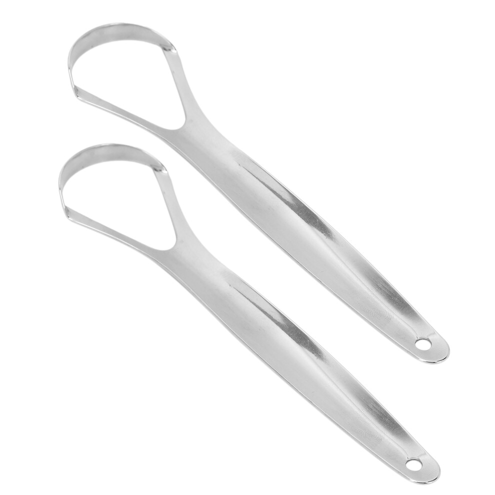2pcs Adult Tongue Scraper Portable Reusable Stainless Steel Freshen Breath Tongue CleanerL