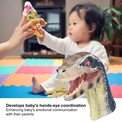 Marionnette à main dinosaure, tête articulée, 24  20  9 cm PVC 2