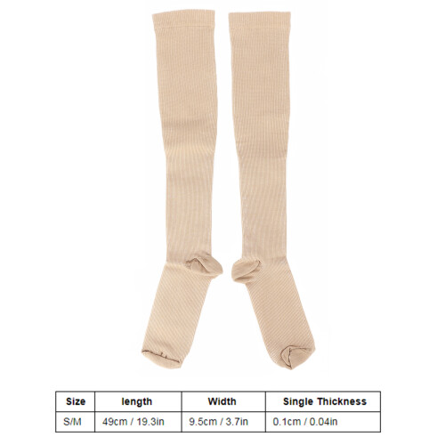 Chaussettes de compression en nylon respirantes S/M L-XL 0,1 cm 2