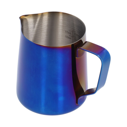 Pichet à mousse bleu en acier inoxydable de 350 ml avec graduations