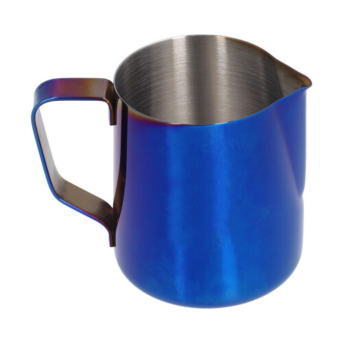 Pichet à mousse bleu en acier inoxydable de 350 ml avec graduations 1