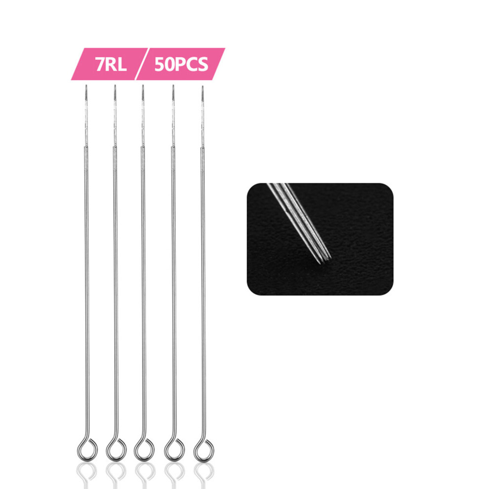 50PCS 1207RL Assorted Tattoo Needles Disposable Sterilized Permanent Makeup Microblading Round Liner Needles for Tattoo Machine Gun Tattoo