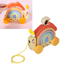 Beech Wooden Baby Pull Along Toy WalkALong Snails Toddler for 3 Years Old Above