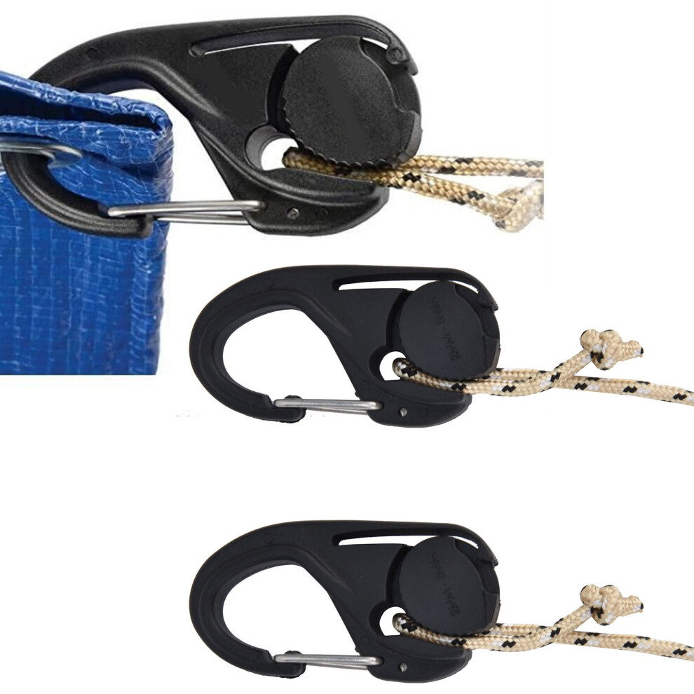 2Pcs Heavy Duty Rope Tightener Ratchet Tie Down Rope Carabiner Hook Tent Fastener For Outdoor 8741322390593