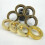 4 pezzi di anelli vintage esagonali/circolari, in lega, 24 mm 6