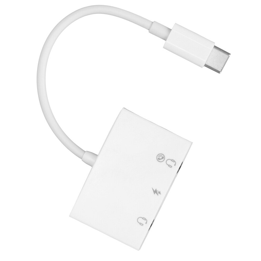 Headphone Splitter 3 in 1 USB to C Transfer Double 3.5mm AUX Audio Headset Adapter with Type C Fast Charging Port