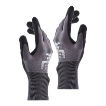 1-Pair Nitrile Impregnated Work Gloves Safety Gloves for Gardening Maintenance Warehouse for Men and Women (Black Gray L)