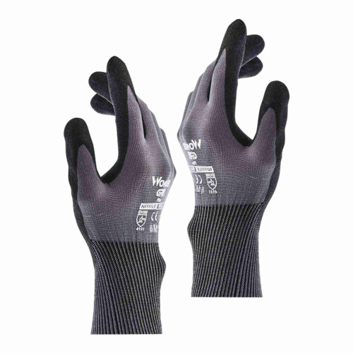 Guanti impregnati di nitrile, M, Nero/Grigio, 70 g