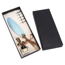 Set di penne a piuma celeste con punta da 1-5 mm, 27,7 x 11,2 x 4,2 cm