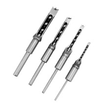 Set di punte da trapano per fori quadrati, 4 pezzi, 1/4-1/2 pollici, Argento
