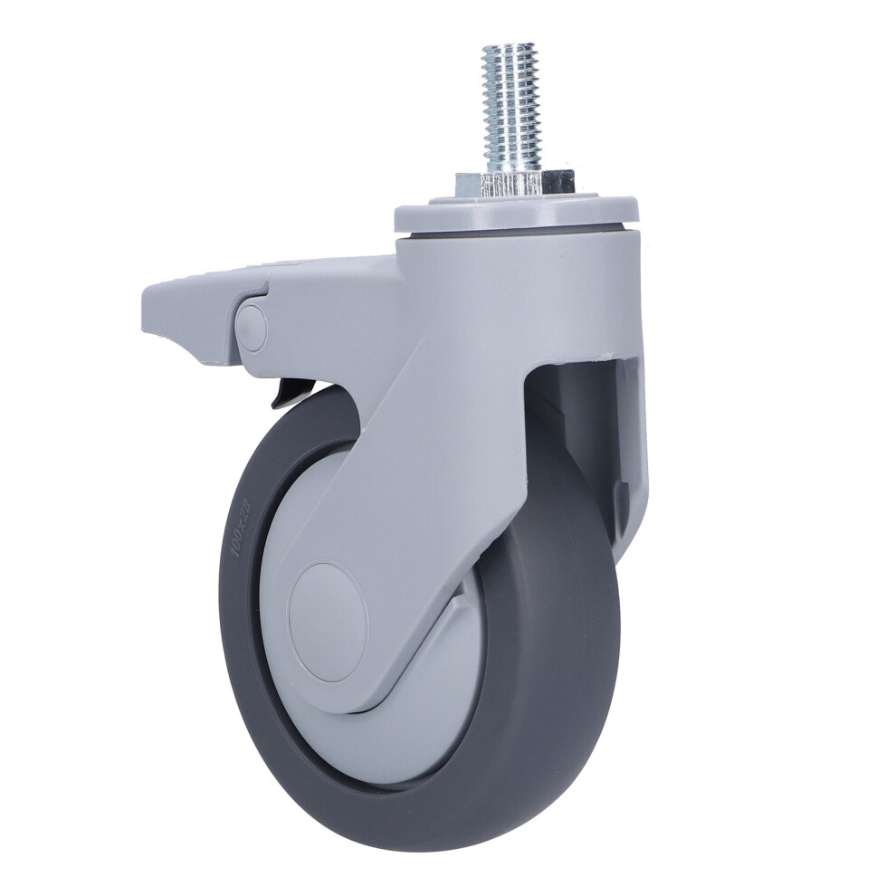 4In Caster M12 Thread Stem Silent Universal Wheel With Brake Furniture Rolling Accessories 8161322398014