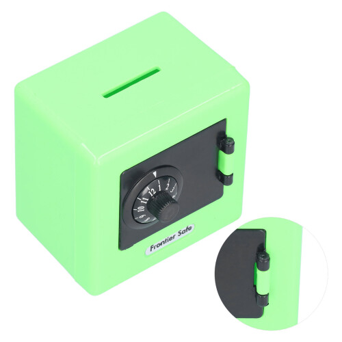 Coffre-fort vert pour rangement d'argent 9x9x6.5cm serrure à code
