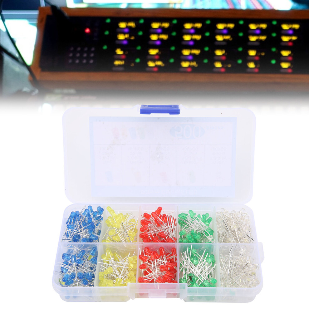 500Pcs Led Light Emitting Diodes Bulb Round Lamps Assorted Kits Box 5 Colors 3Mm F3 4401322401401