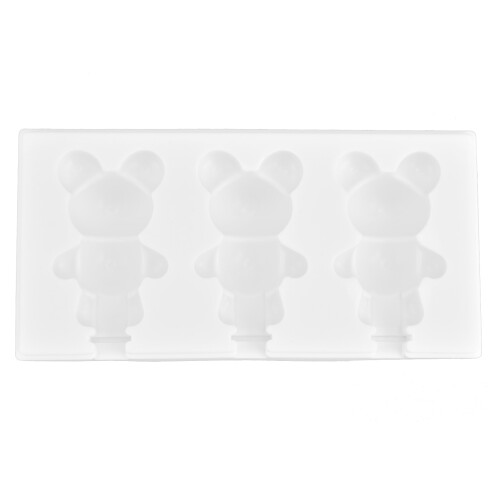 3Grid Moule à glaçons en silicone en forme d’ours, blanc, 52-80 g 1
