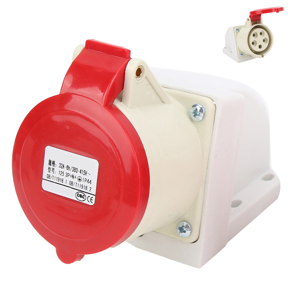 32A 5Pin Industrial Socket 3 Phase Ip44 Waterproof Insulated Wall Mount 380415V 3P+N+E 4961322410464