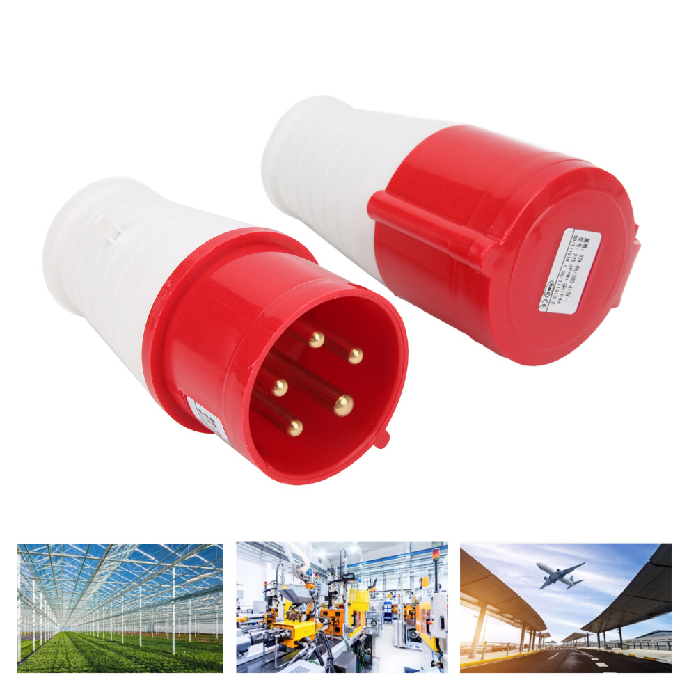 Industrial Plug Connector Set 3 Phase 5 Pin 380415V 32A 3P+N+E Ip44 For Agriculture Chemical Metallurgy Station 6951322410494