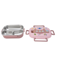 Scatola per pranzo in acciaio inossidabile rosa a tema cartoni animati - coibentata
