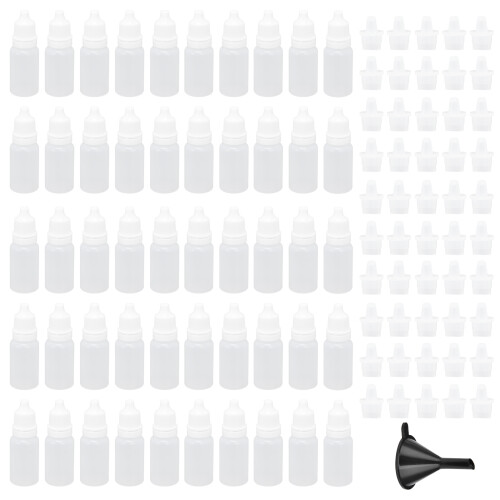 50Pcs 10ml Empty Eyedrop Bottles Plastic Squeezable Eye Liquid Dropper Containers with Plugs 1