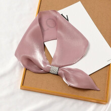 (pink) Color For Women For Girl Diamond Satin False Collar Silk Scarf Cross Scarves Cross Neckerchief