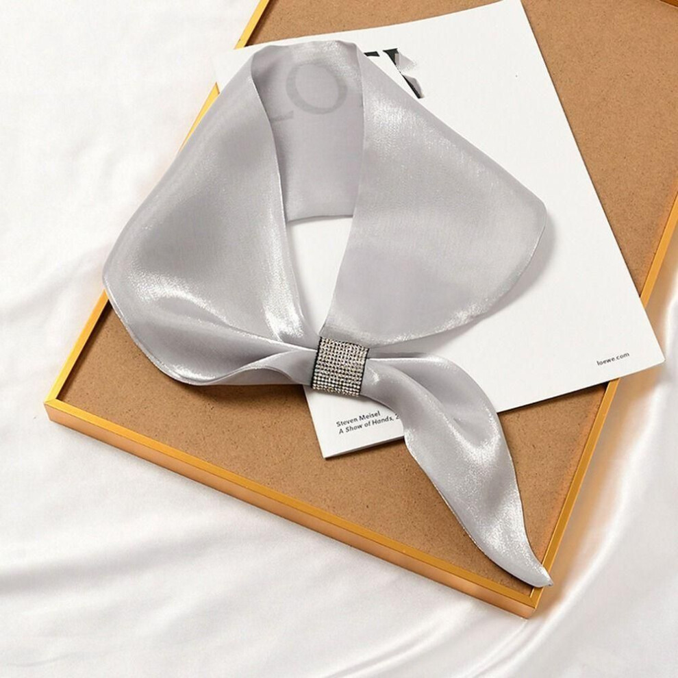 (grey) Color For Women For Girl Diamond Satin False Collar Silk Scarf Cross Scarves Cross Neckerchief