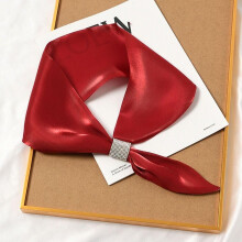 (wine red) Color For Women For Girl Diamond Satin False Collar Silk Scarf Cross Scarves Cross Neckerchief