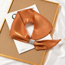 (champagne) Color For Women For Girl Diamond Satin False Collar Silk Scarf Cross Scarves Cross Neckerchief